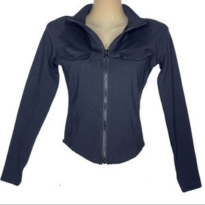 Long Sleeve Black Crop Jacket Chunky Front Zipper Junior's Size XS